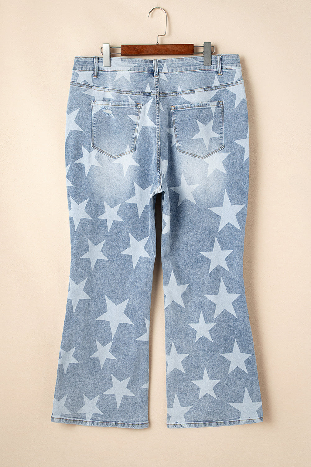 Sky Blue Star Printed Plus Size Jeans