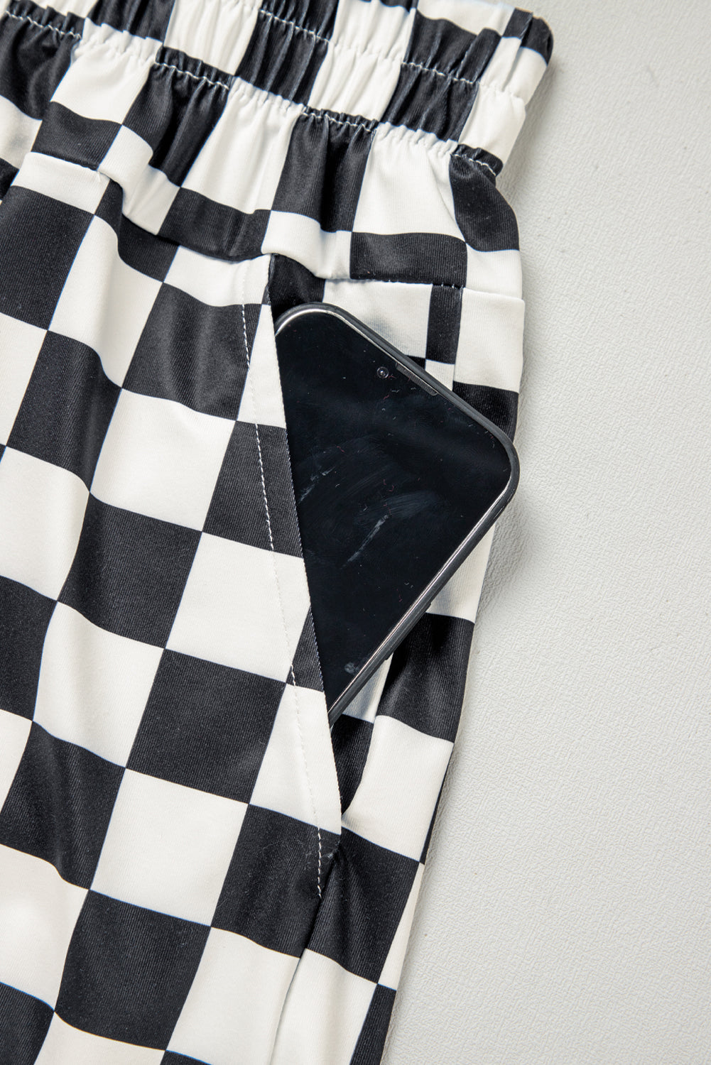 Black Checkered Shorts