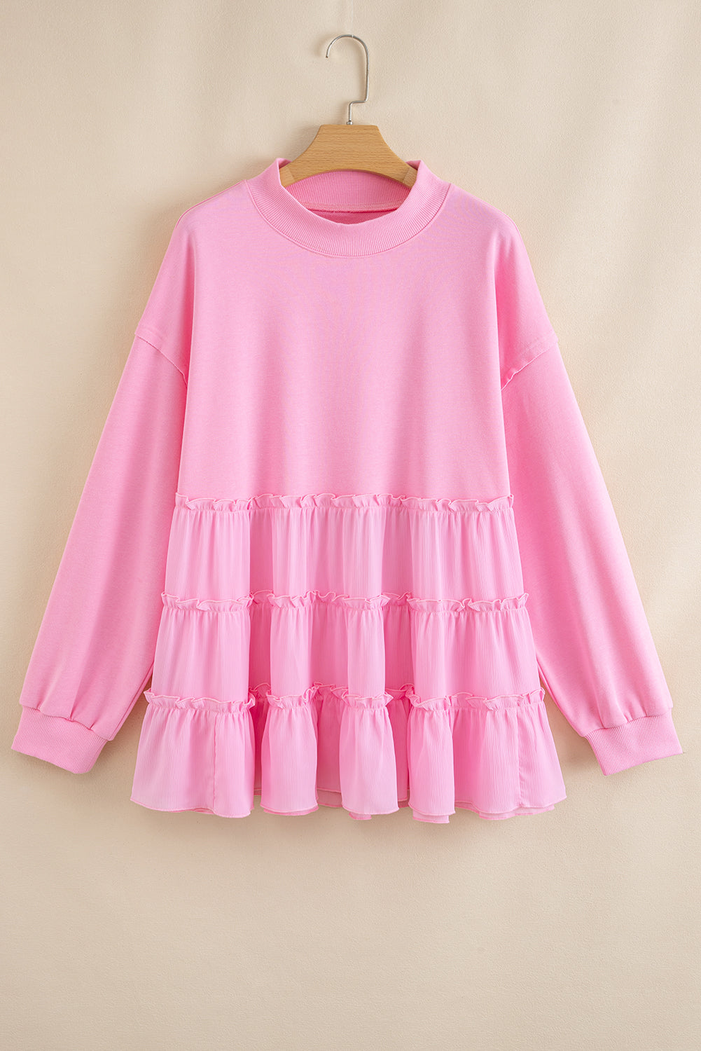 Pink Tiered Ruffle Plus Size Top
