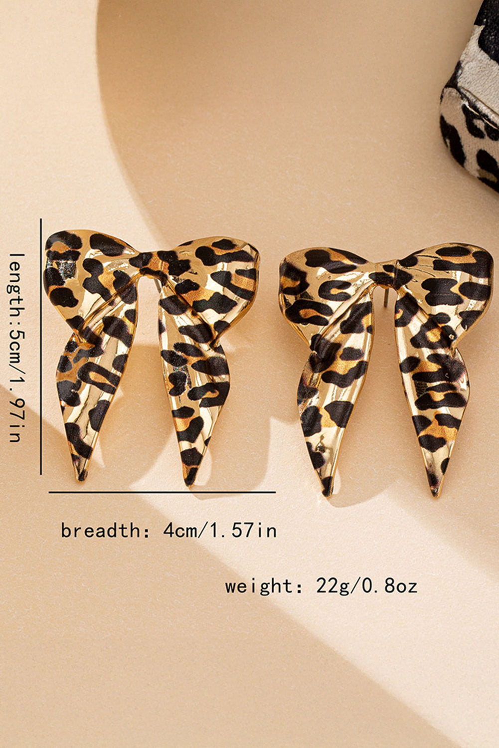 Gold Leopard Print Bow Earrings