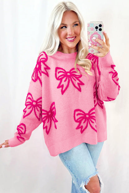 Pink Bow Pattern Sweater