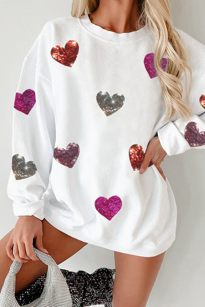 White Valentines Heart Sweatshirt