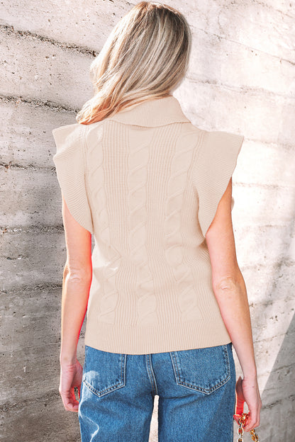 Ruffled Short Sleeve Sweater