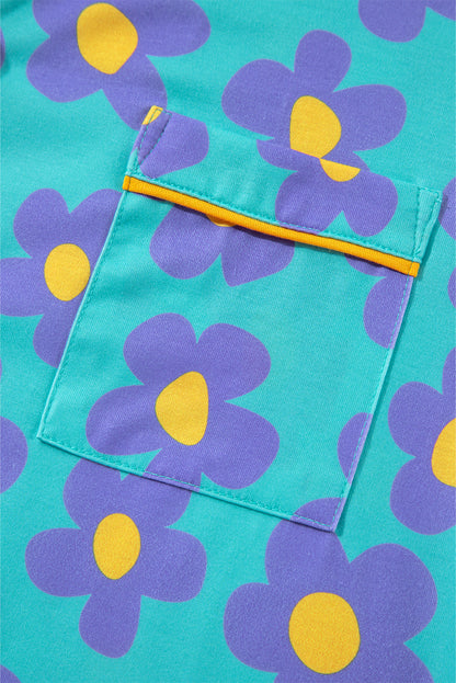 Purple Flower Pajamas Set