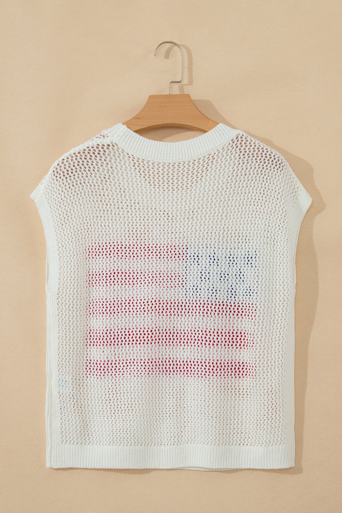 White Flag Graphic Short Sleeve Sweater Top
