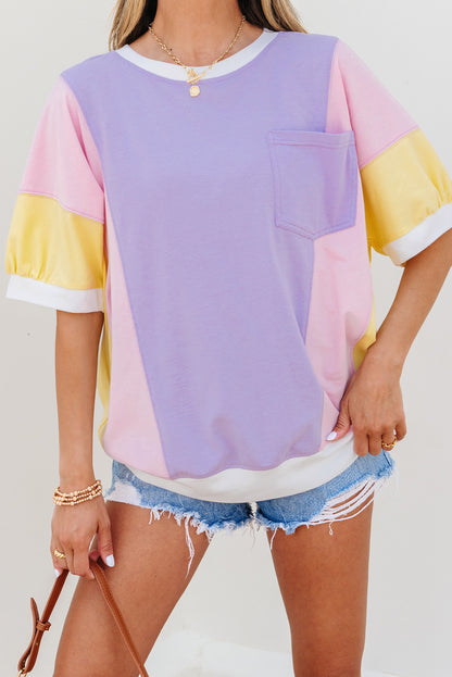 Purple Patchwork Oversized T Shirt
