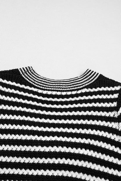 Black Stripe Bow Sweater