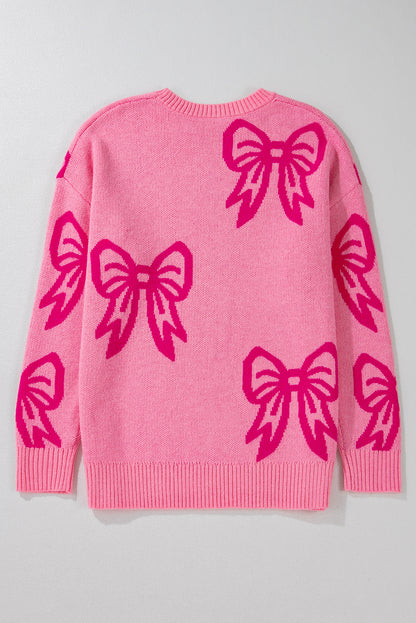 Pink Bow Pattern Sweater