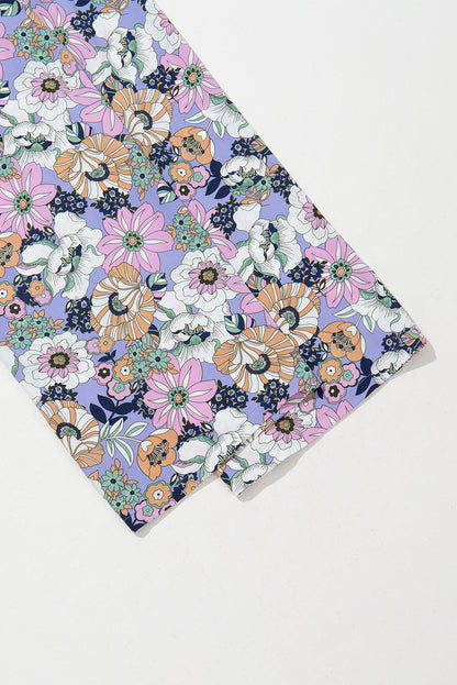 Purple Floral Print Jumpsuit