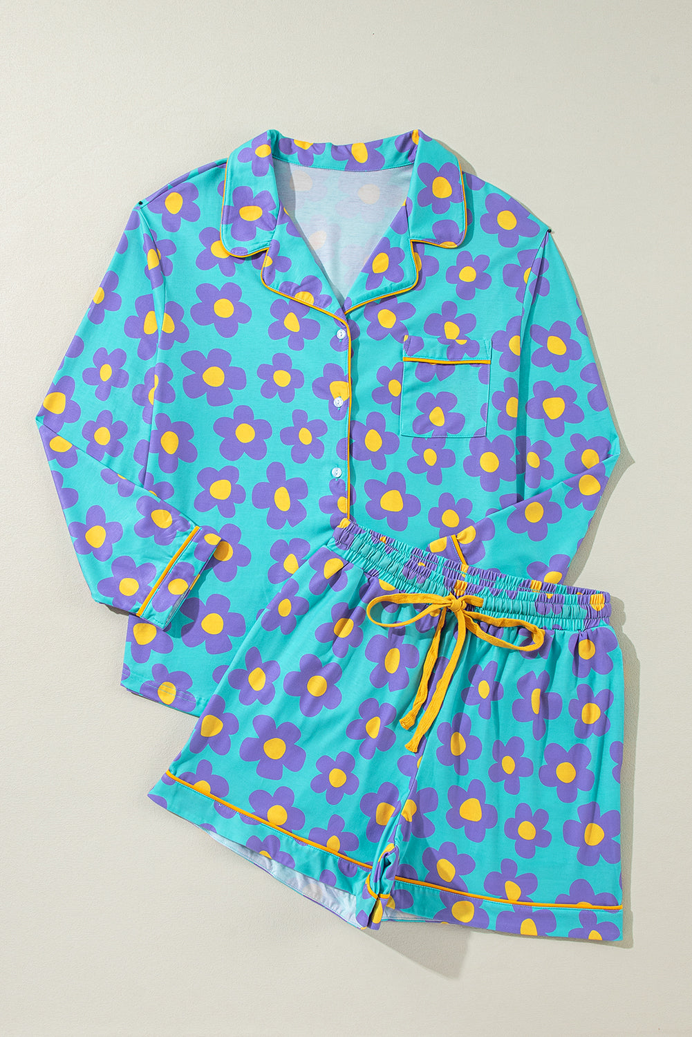 Purple Flower Pajamas Set