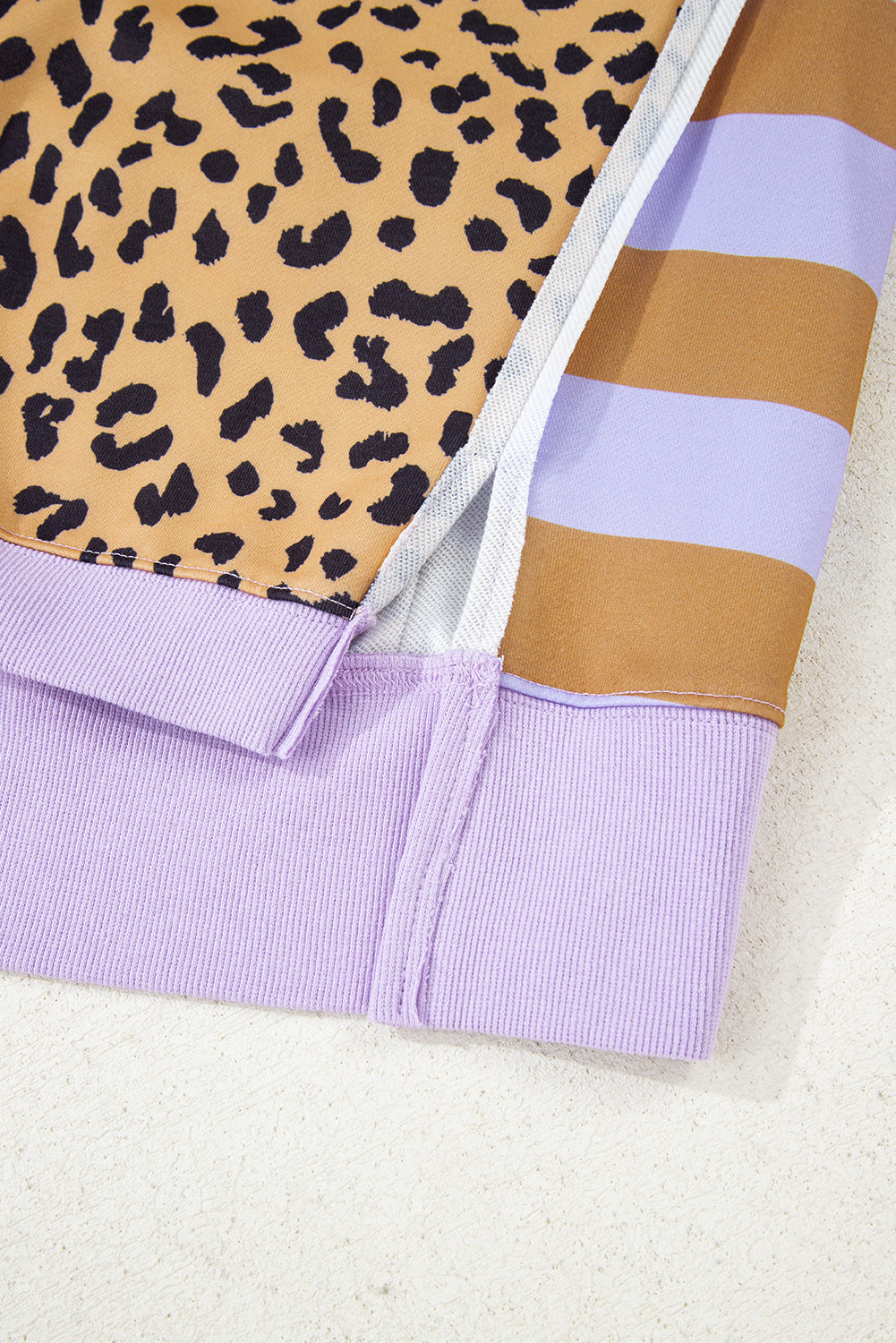 Purple Leopard Striped Plus Size Sweatshirt