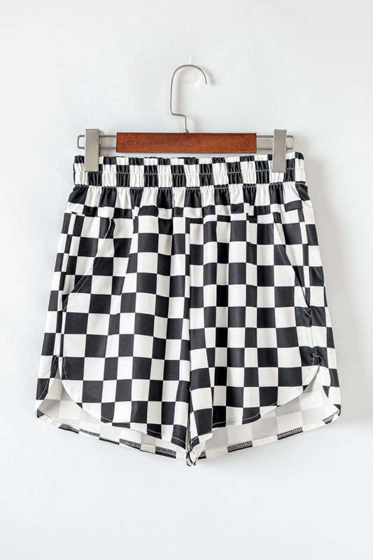 Black Checkered Shorts