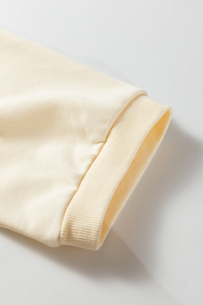 Beige Plus Size Floral Bow Pullover