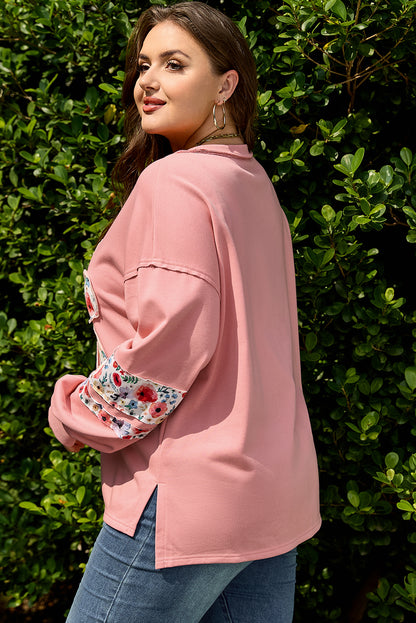 Peach Blossom Plus Size Floral Sweatshirt