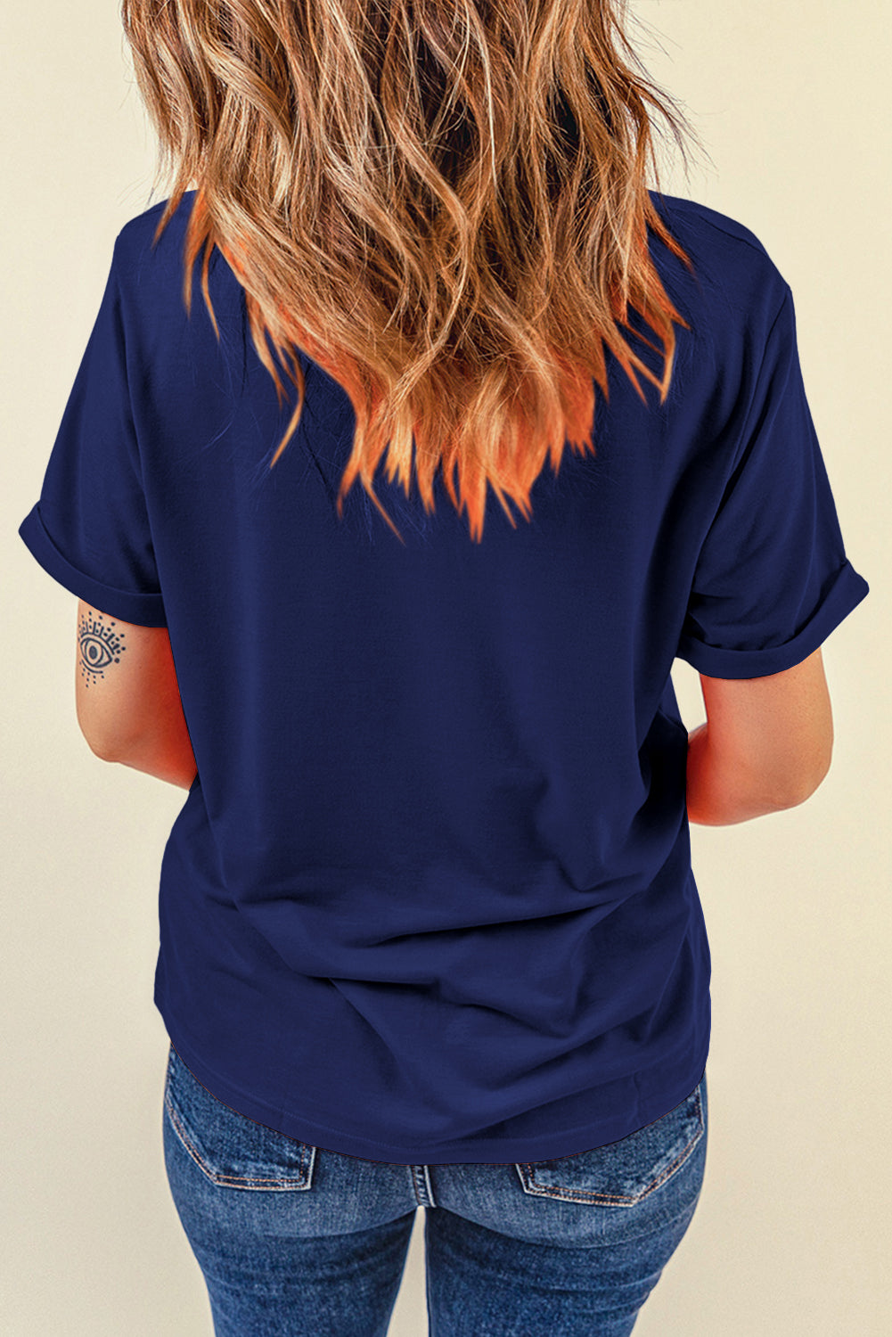 Blue USA Graphic July 4th Crew Neck T Shirt