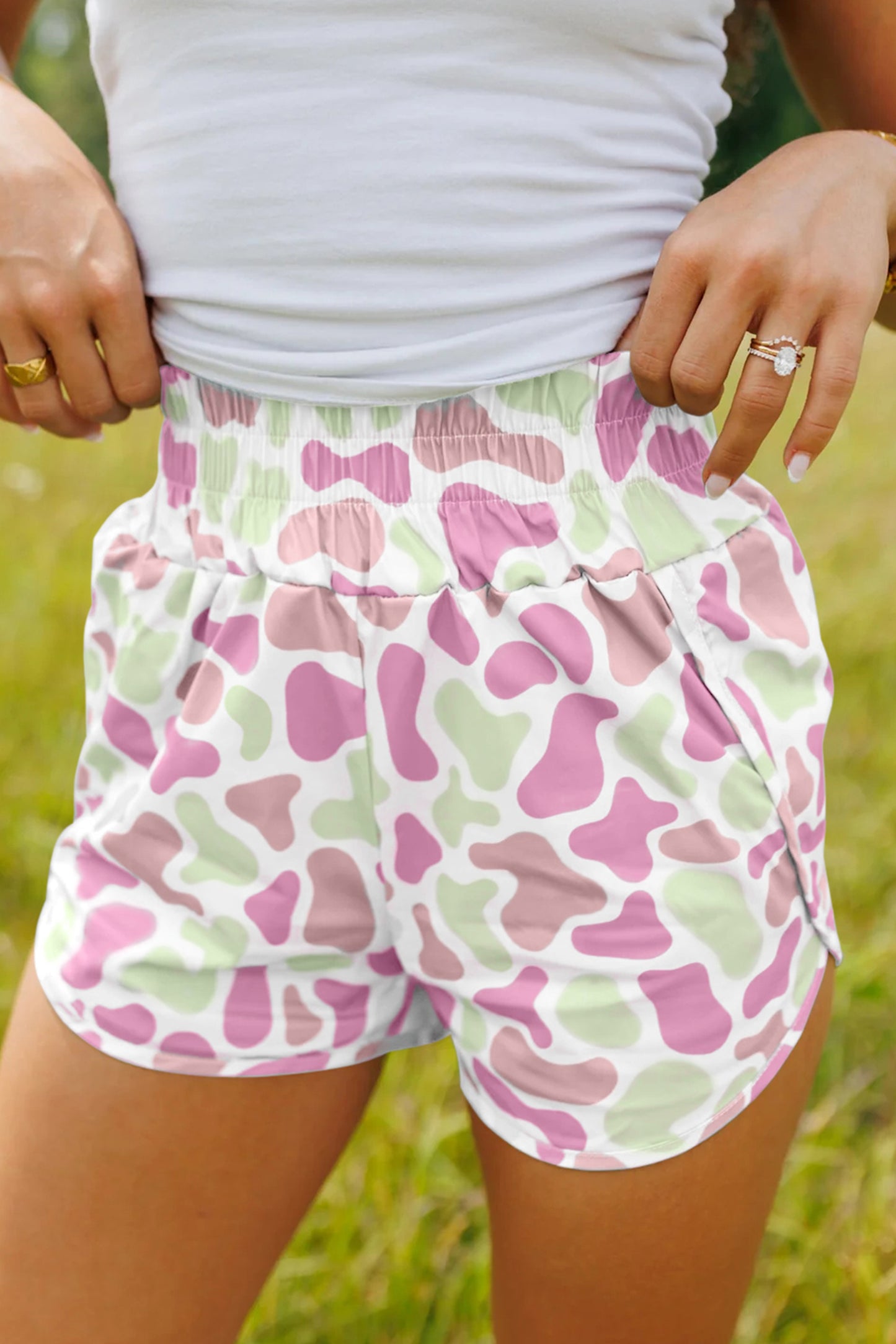 Green Camouflage Athleisure Shorts