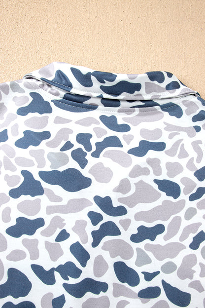 Camouflage Print Quarter Zip Sweatshirt