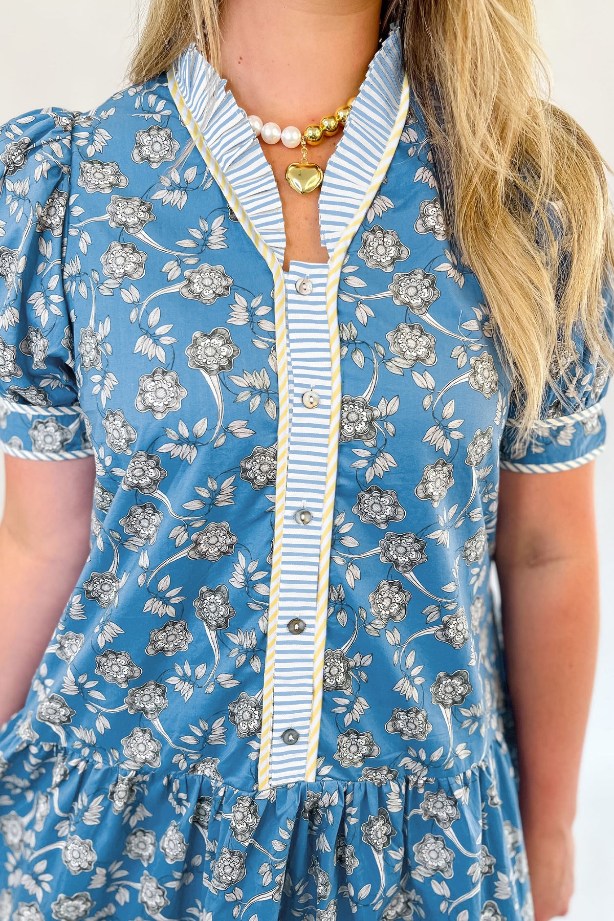 Blue Plus Size Floral Print Dress
