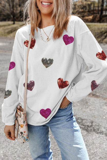 White Valentines Heart Sweatshirt