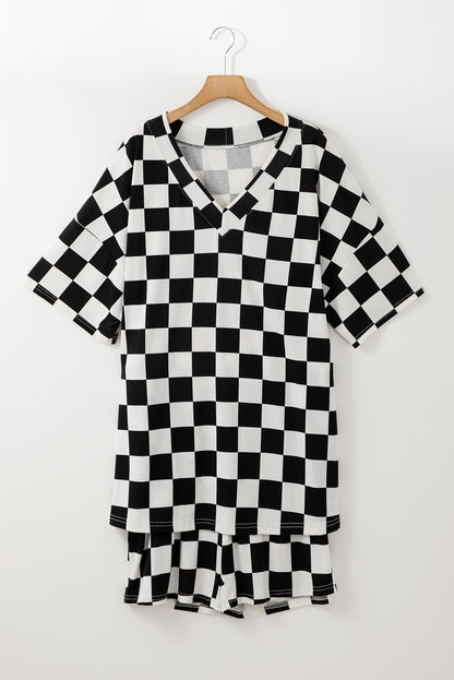 Black Checkered Plus Size Set