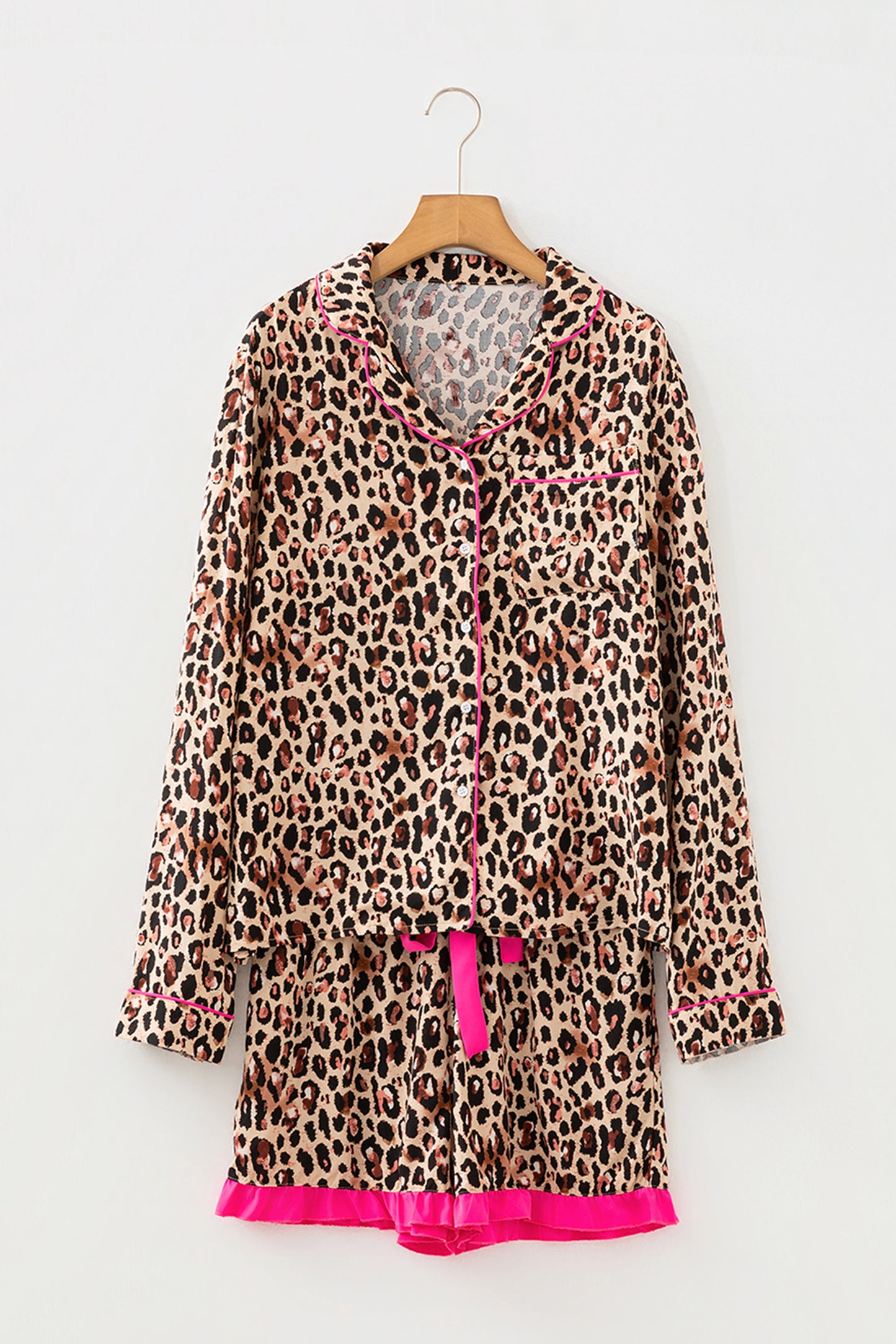 Leopard Pink Ruffle Pajamas