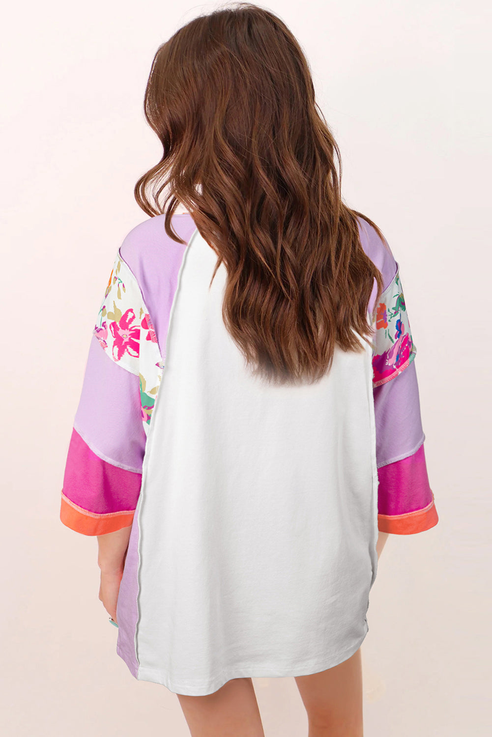 Pink Floral Color Block Shirt