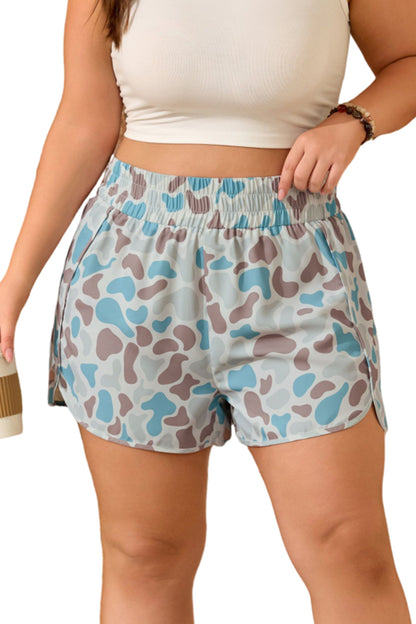 Plus Size Camouflage Athleisure Shorts