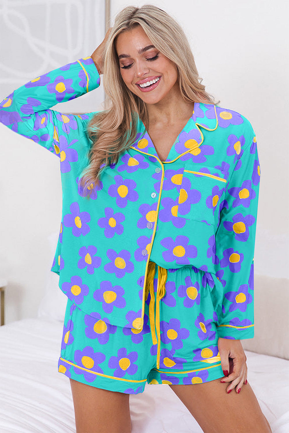 Purple Flower Pajamas Set