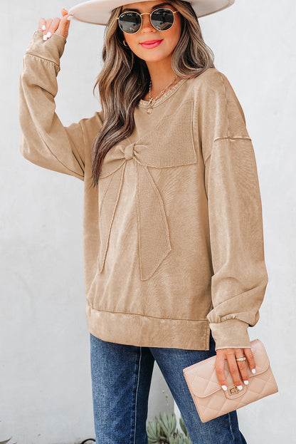 Light Beige Big Bow Sweatshirt