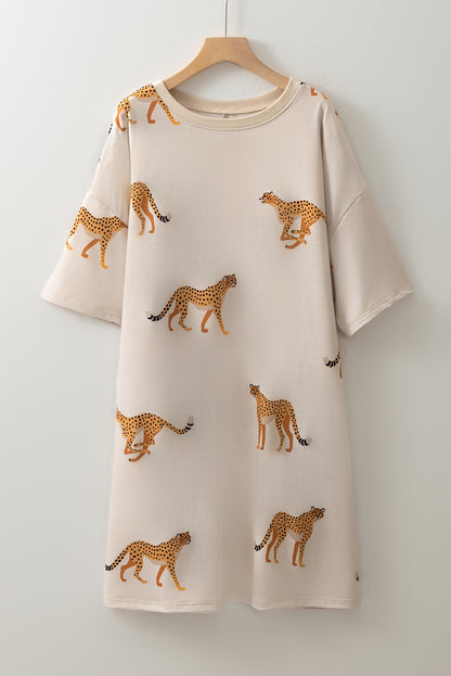 Apricot Plus Size Cheetah Dress