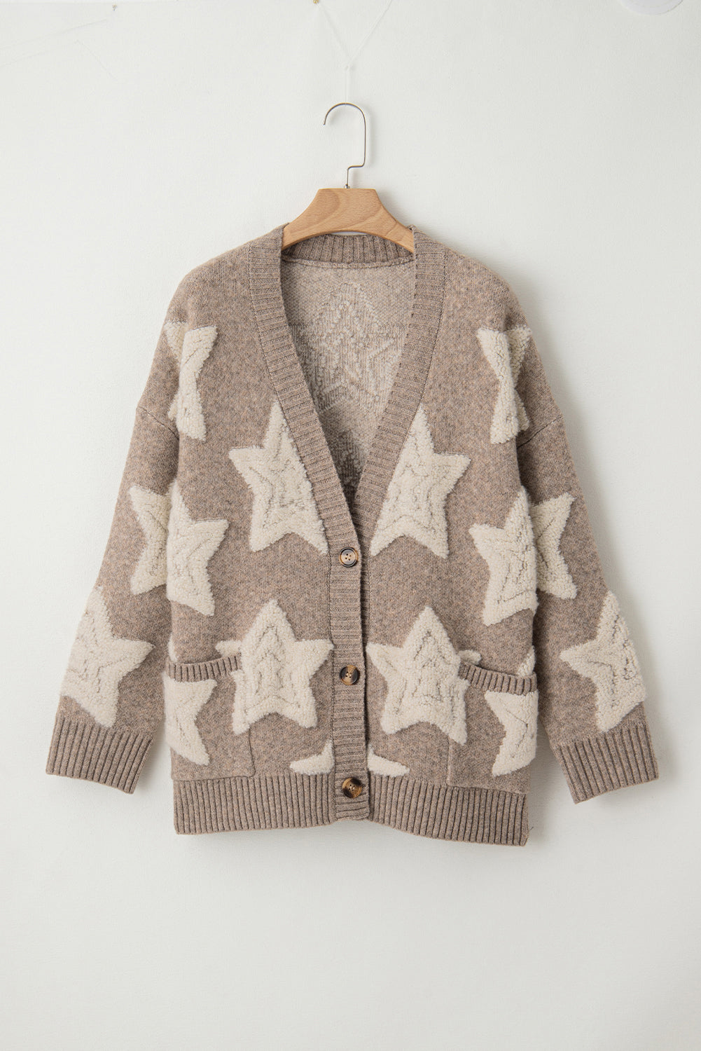 Khaki Sherpa Star Cardigan
