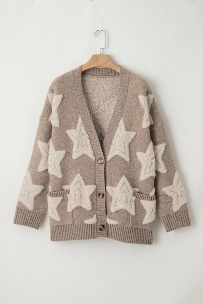 Khaki Sherpa Star Cardigan