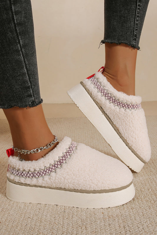 White Sherpa Plush Slippers