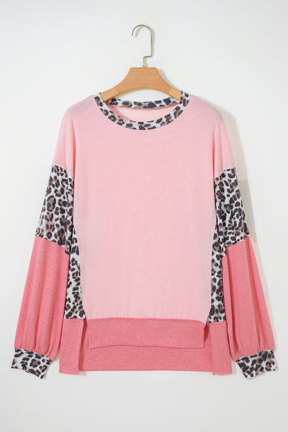 Pink Leopard Patchwork Sweatshirt