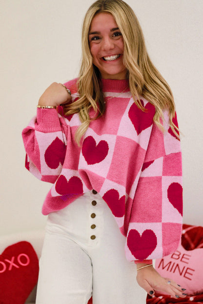 Love Heart Checkered Sweater