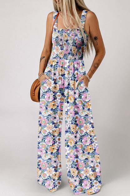Purple Floral Print Jumpsuit