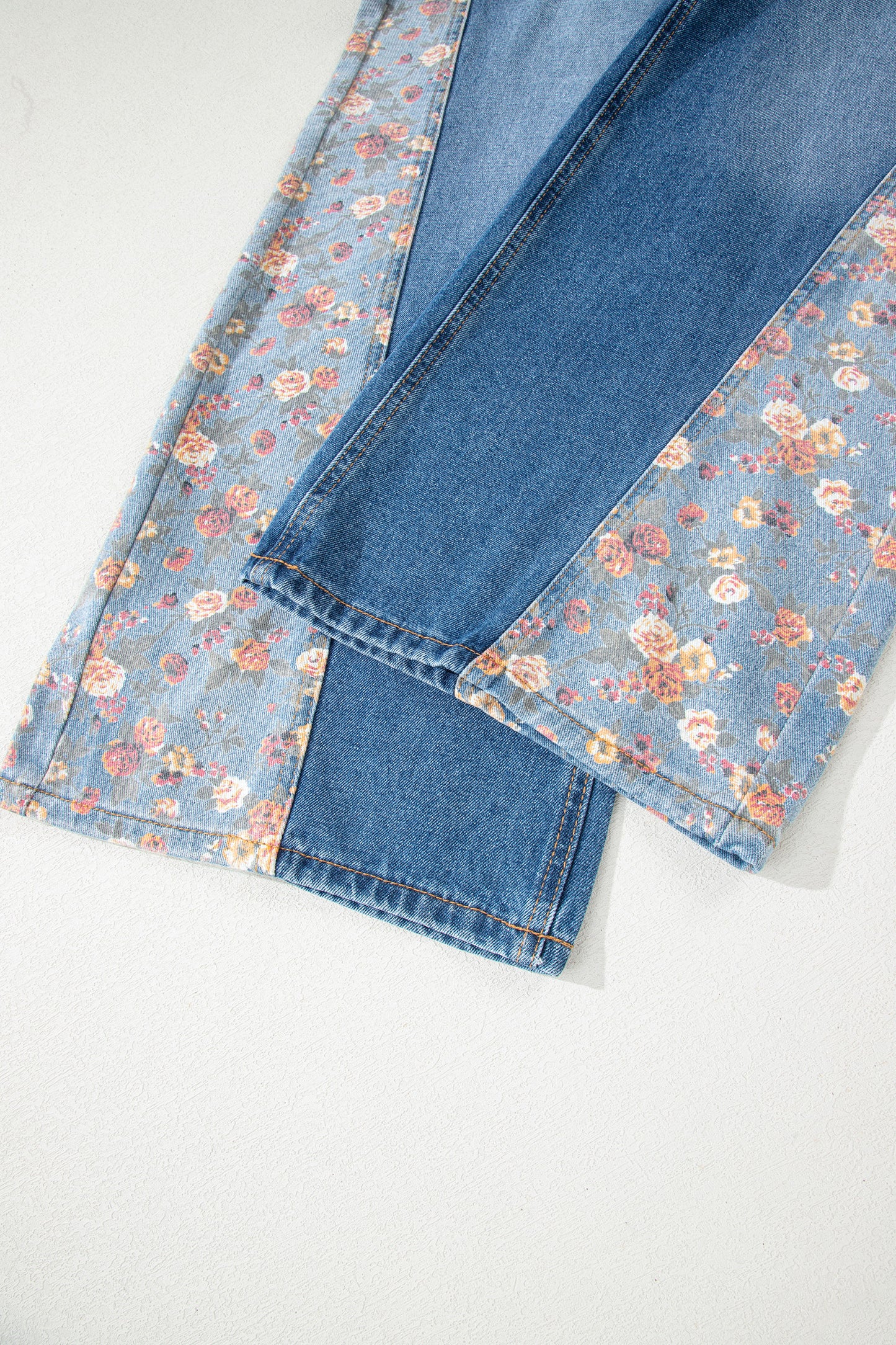 Peacock Blue Floral Patchwork Overalls