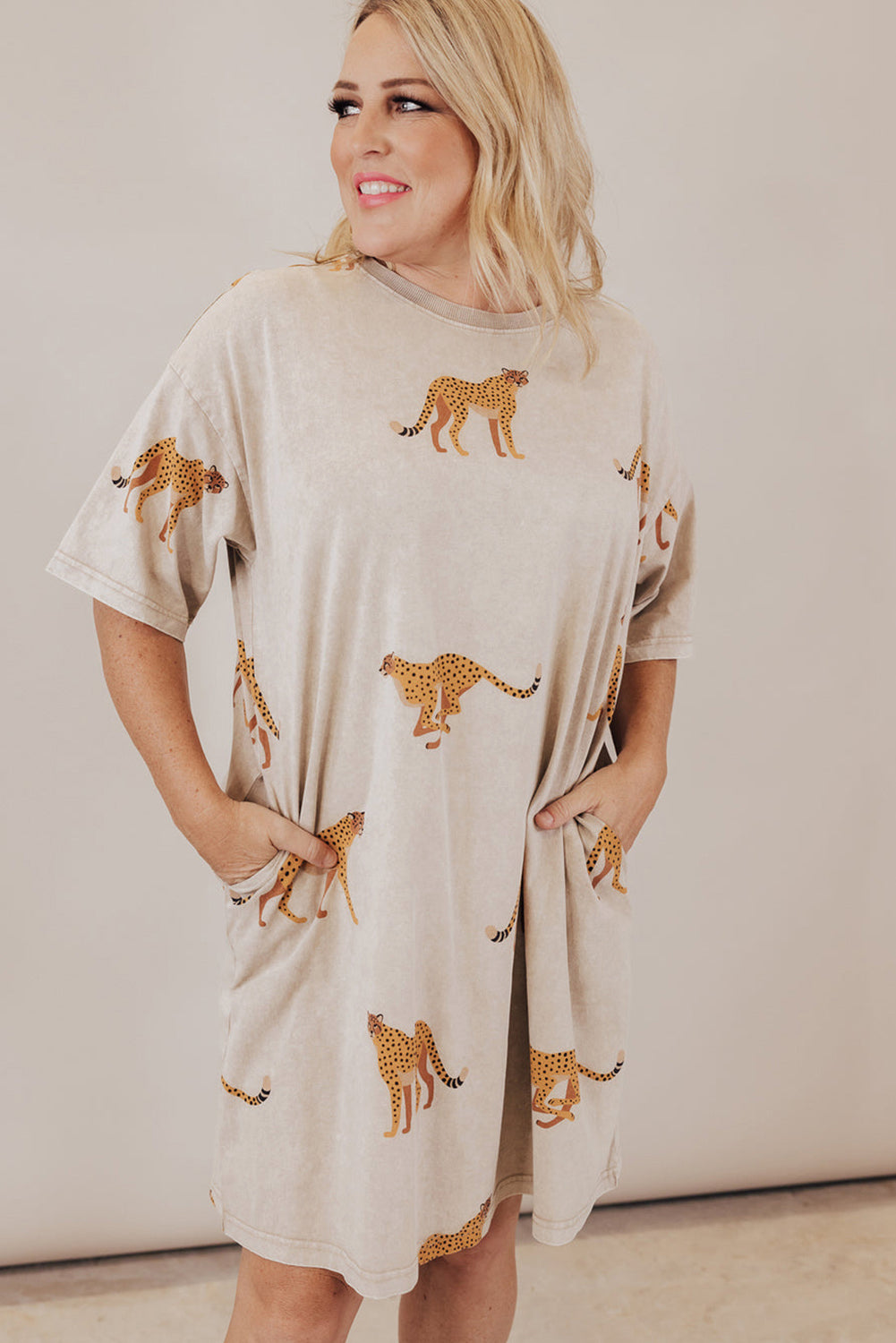 Apricot Plus Size Cheetah Dress