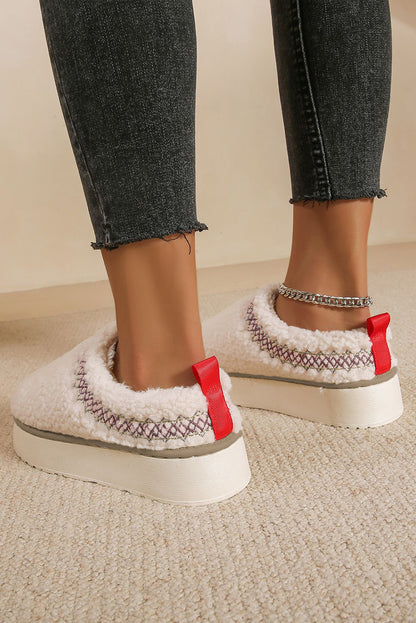 White Sherpa Plush Slippers