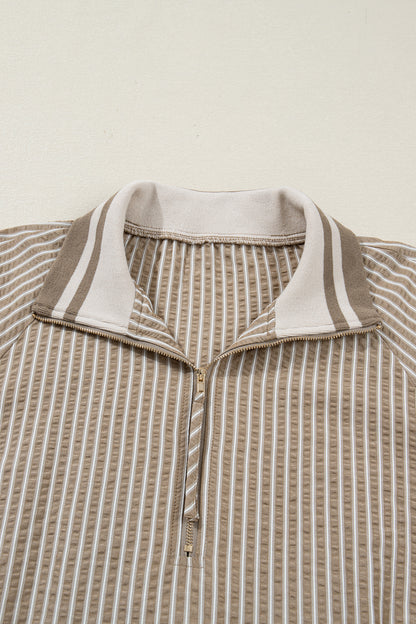 Khaki Stripe Plus Size Mini Dress