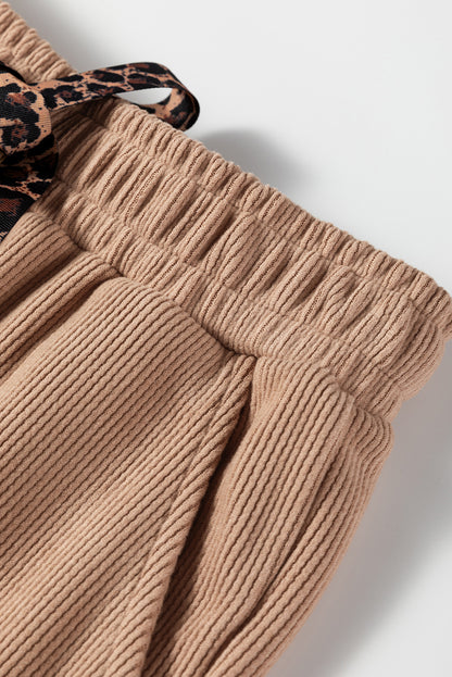 Dark Khaki Leopard Corduroy Set