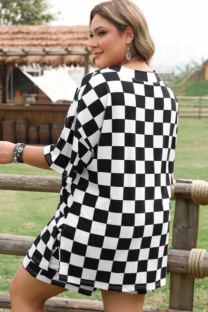 Black Checkered Plus Size Set