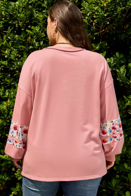 Peach Blossom Plus Size Floral Sweatshirt