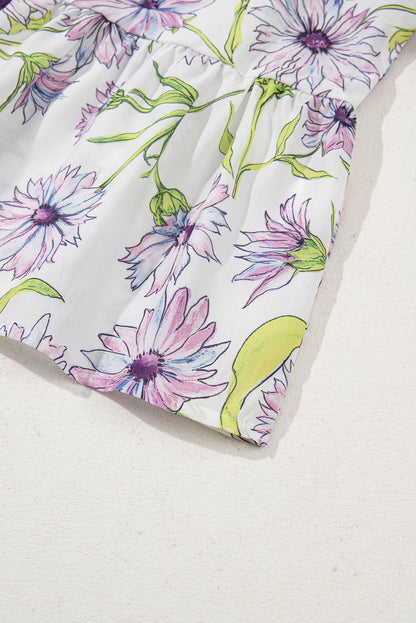 Purple Floral Peplum Blouse