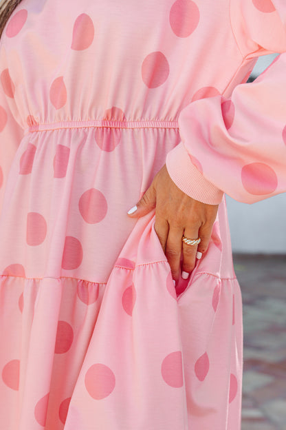 Pink Polka Dot Mini Dress