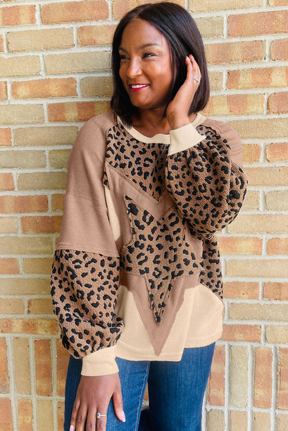Leopard Star Color Block Sweatshirt