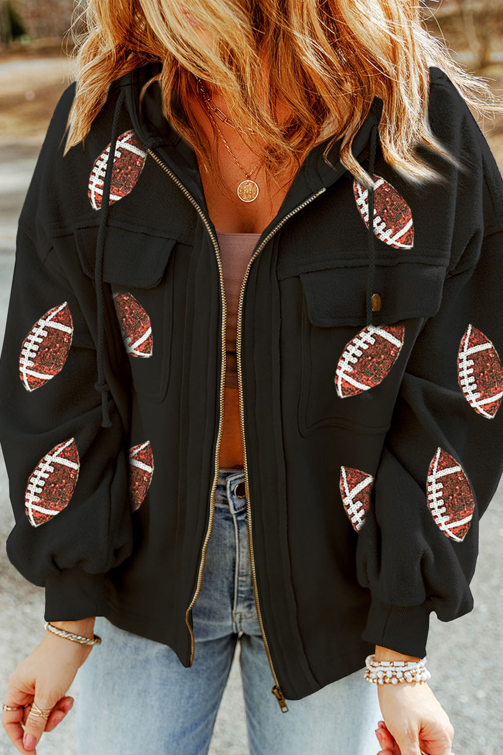 Sequined Football Jacket