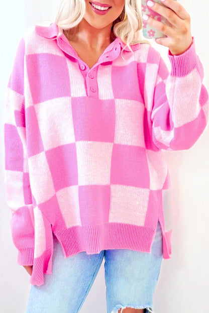 Pink Checkerboard Sweater
