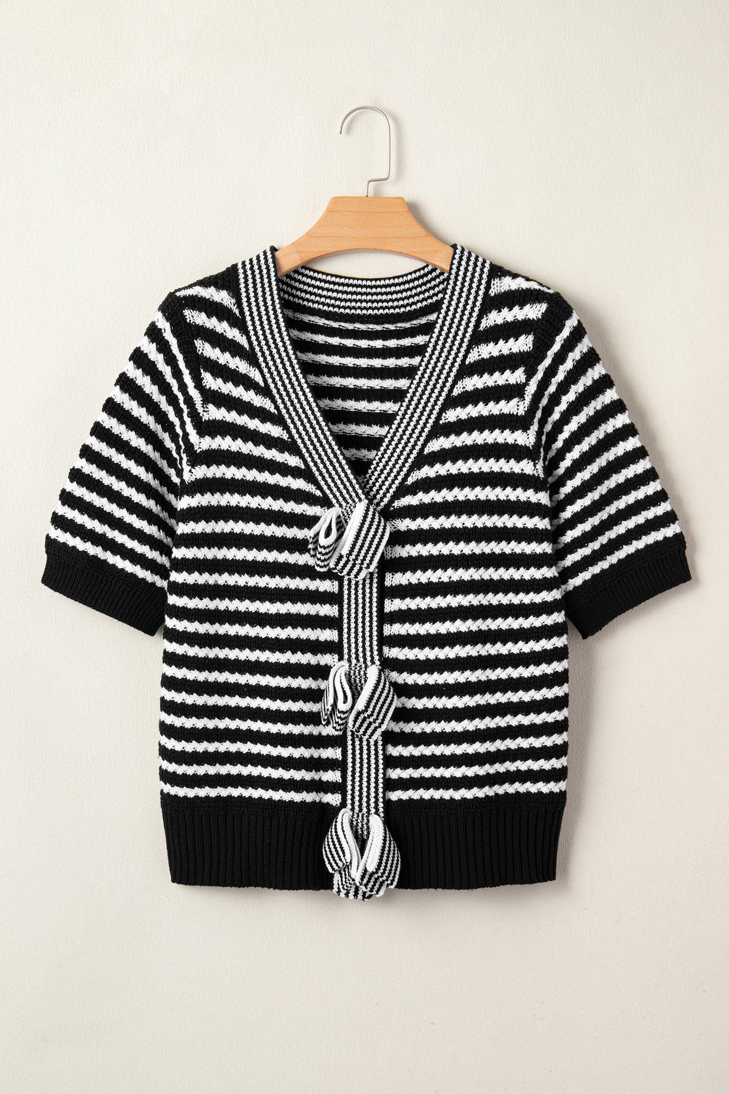 Black Stripe Bow Sweater