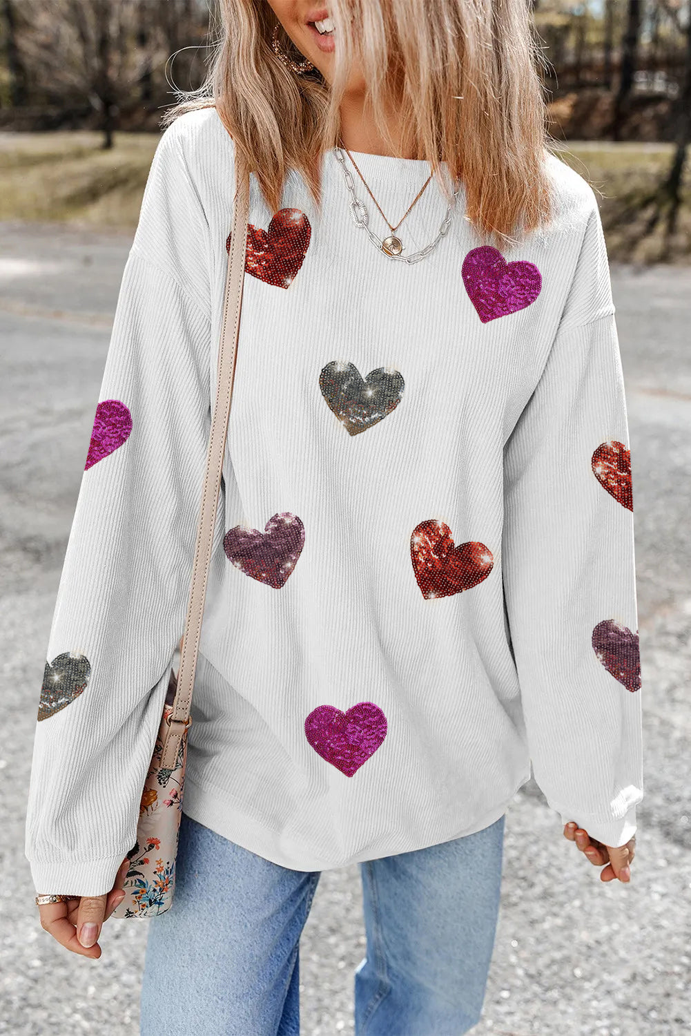 White Valentines Heart Sweatshirt